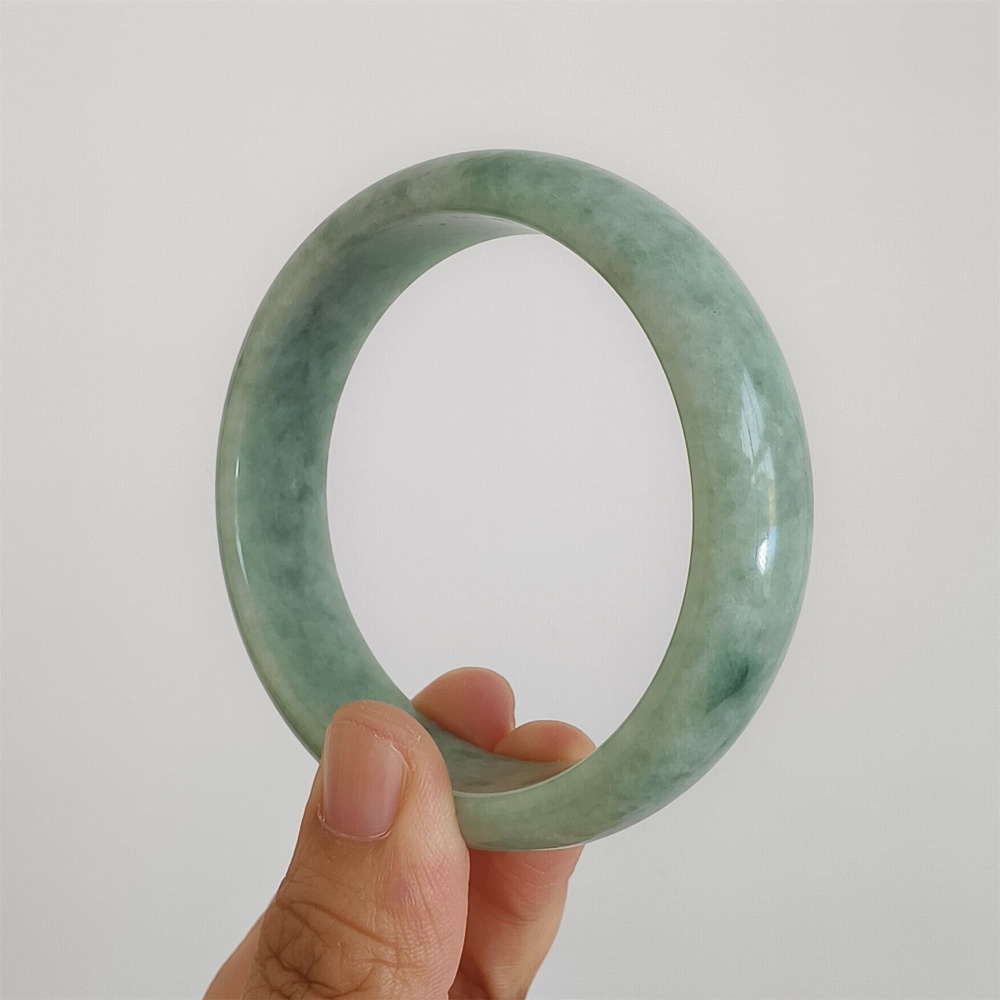 DDP | Natural Type A Certificated 59.7mm Green Burmese Jadeite Round Band Bangle,Green Jadeite Bangles,DIY Jewelry Supplies