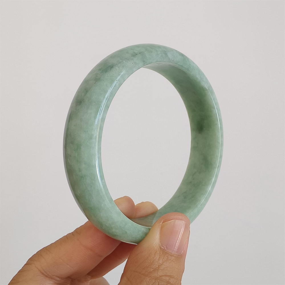 DDP | Natural Type A Certificated 59.7mm Green Burmese Jadeite Round Band Bangle,Green Jadeite Bangles,DIY Jewelry Supplies