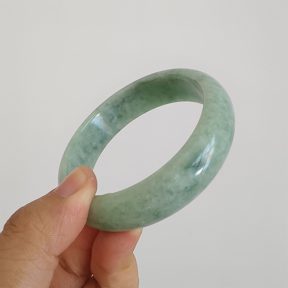 DDP | Natural Type A Certificated 59.7mm Green Burmese Jadeite Round Band Bangle,Green Jadeite Bangles,DIY Jewelry Supplies