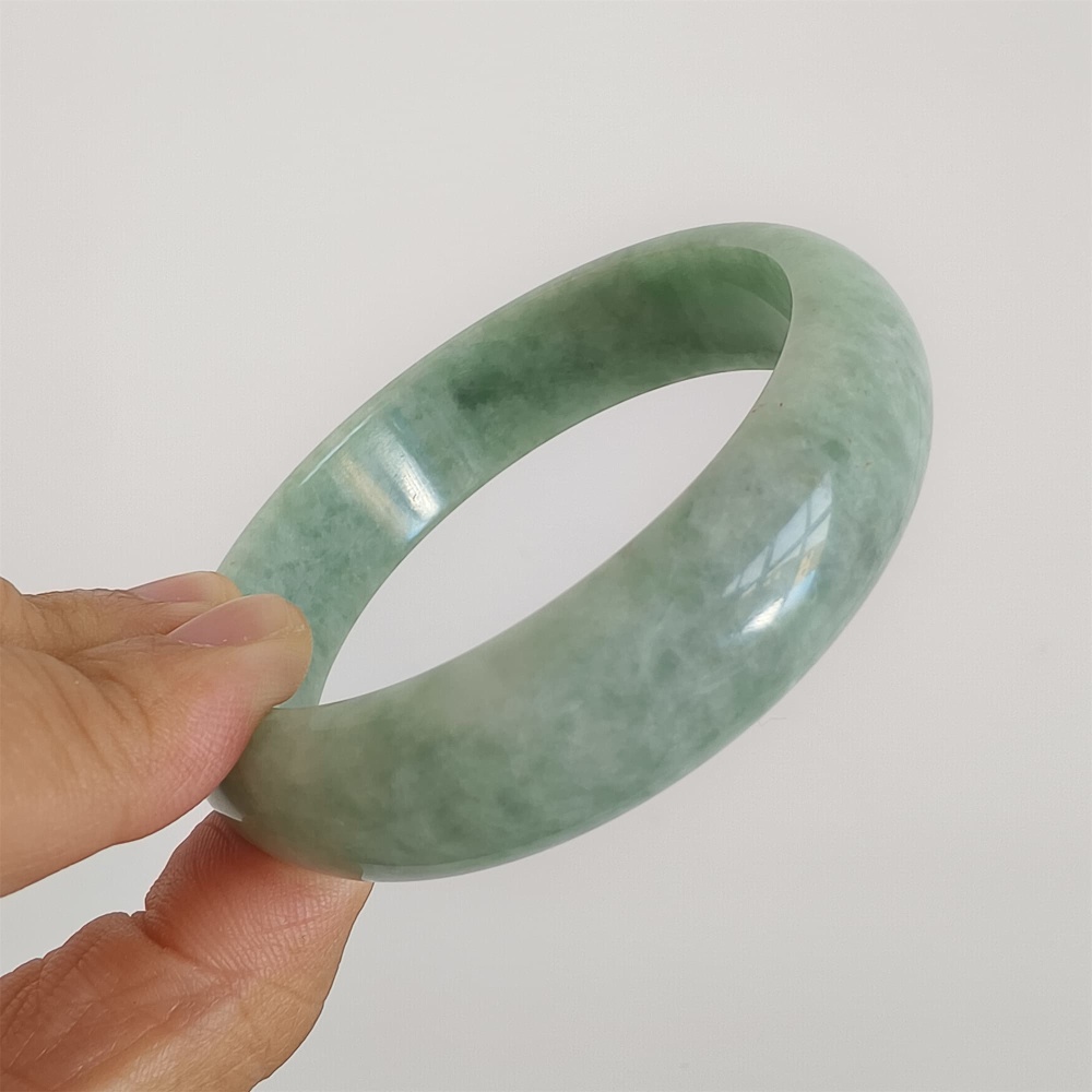 DDP | Natural Type A Certificated 59.7mm Green Burmese Jadeite Round Band Bangle,Green Jadeite Bangles,DIY Jewelry Supplies