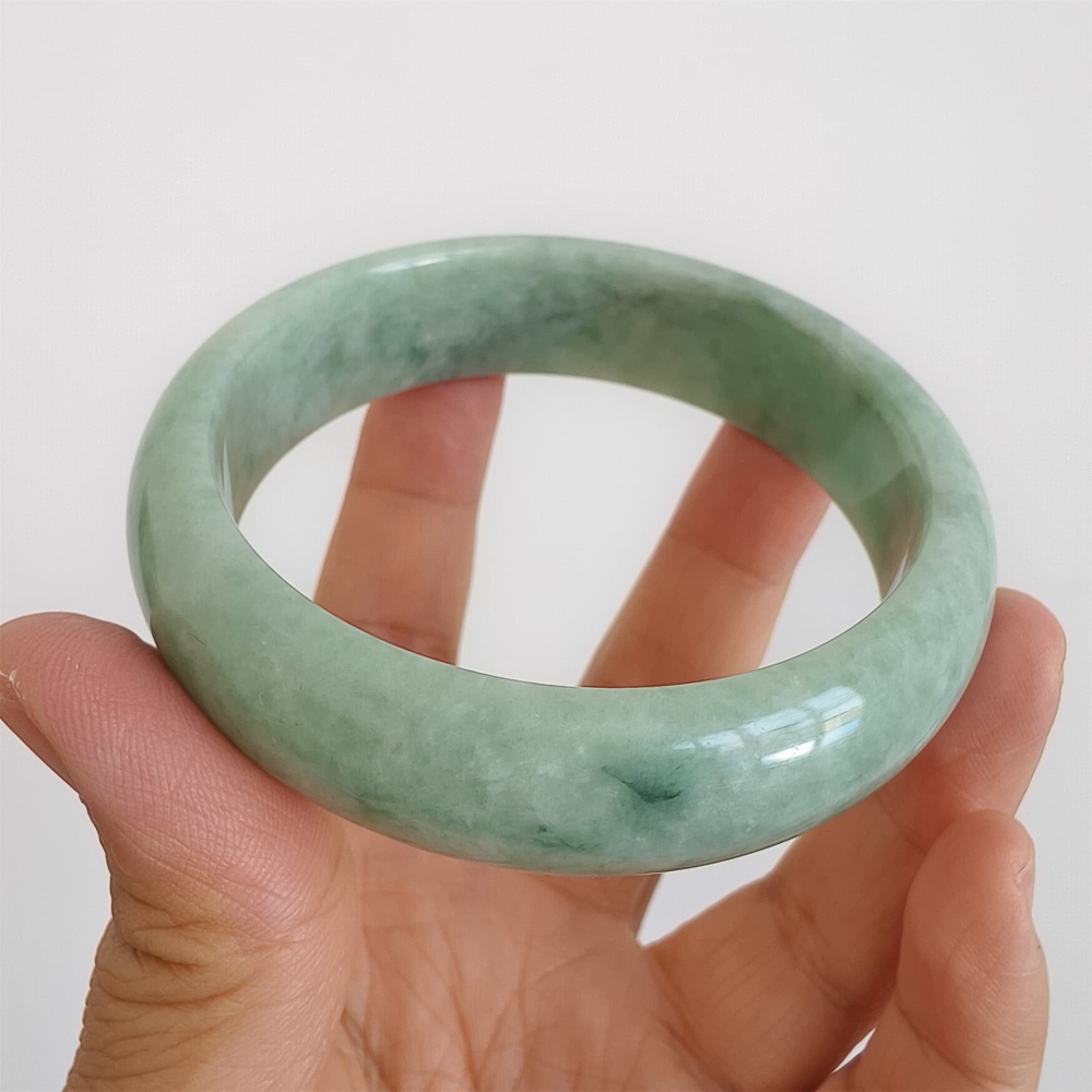 DDP | Natural Type A Certificated 59.7mm Green Burmese Jadeite Round Band Bangle,Green Jadeite Bangles,DIY Jewelry Supplies