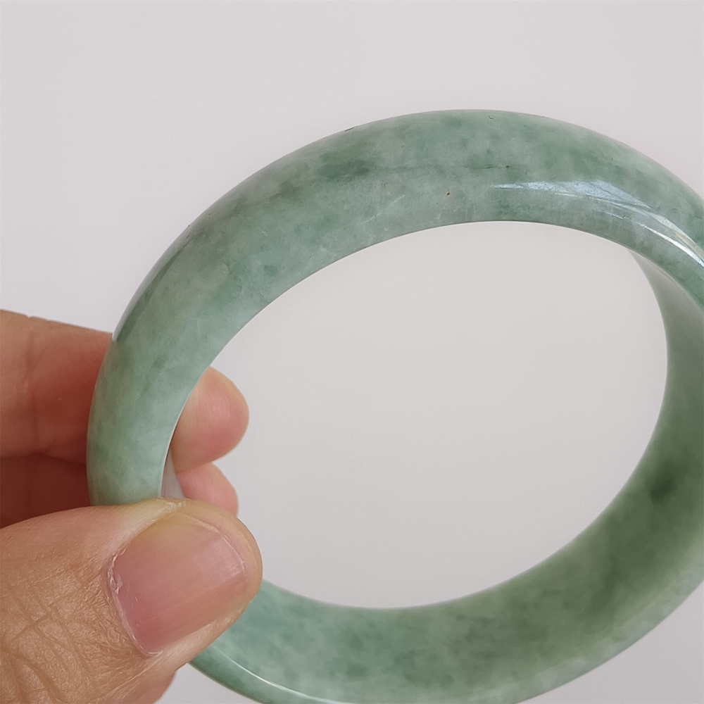 DDP | Natural Type A Certificated 59.7mm Green Burmese Jadeite Round Band Bangle,Green Jadeite Bangles,DIY Jewelry Supplies