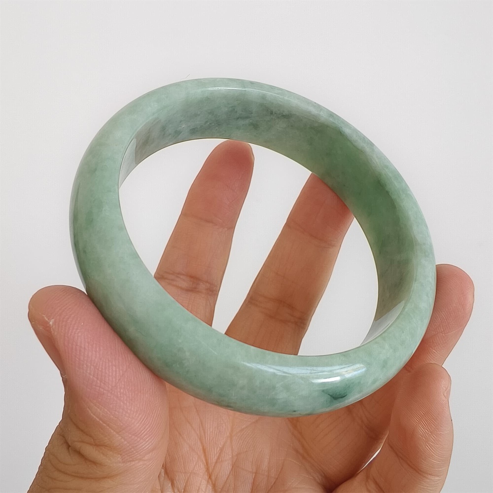 DDP | Natural Type A Certificated 59.7mm Green Burmese Jadeite Round Band Bangle,Green Jadeite Bangles,DIY Jewelry Supplies