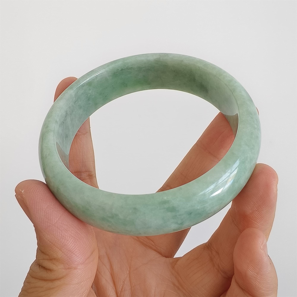 DDP | Natural Type A Certificated 59.7mm Green Burmese Jadeite Round Band Bangle,Green Jadeite Bangles,DIY Jewelry Supplies