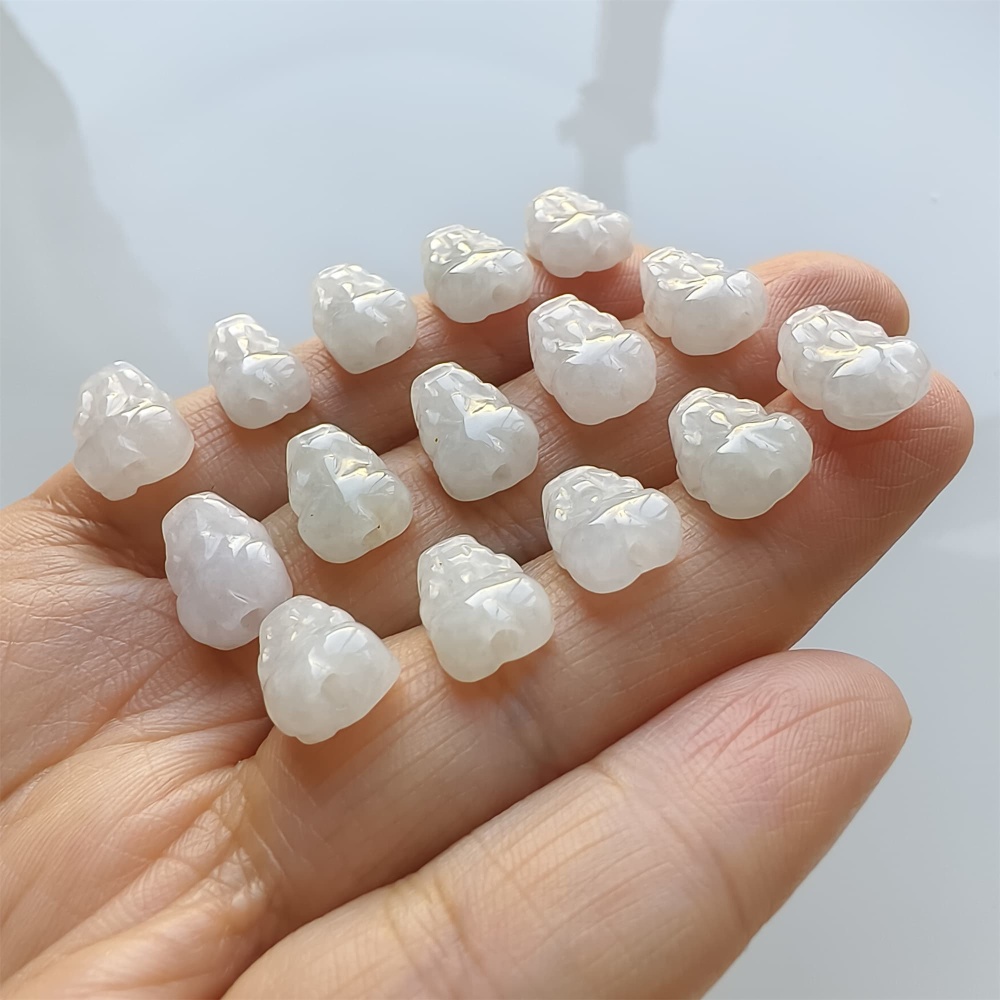 DDP | Natural Certificated Type A 11-12X7-9X5mm Icy White Burmese Jadeite Pixiu Beads,Go through Hole Beads,DIY Jewelry Supplies