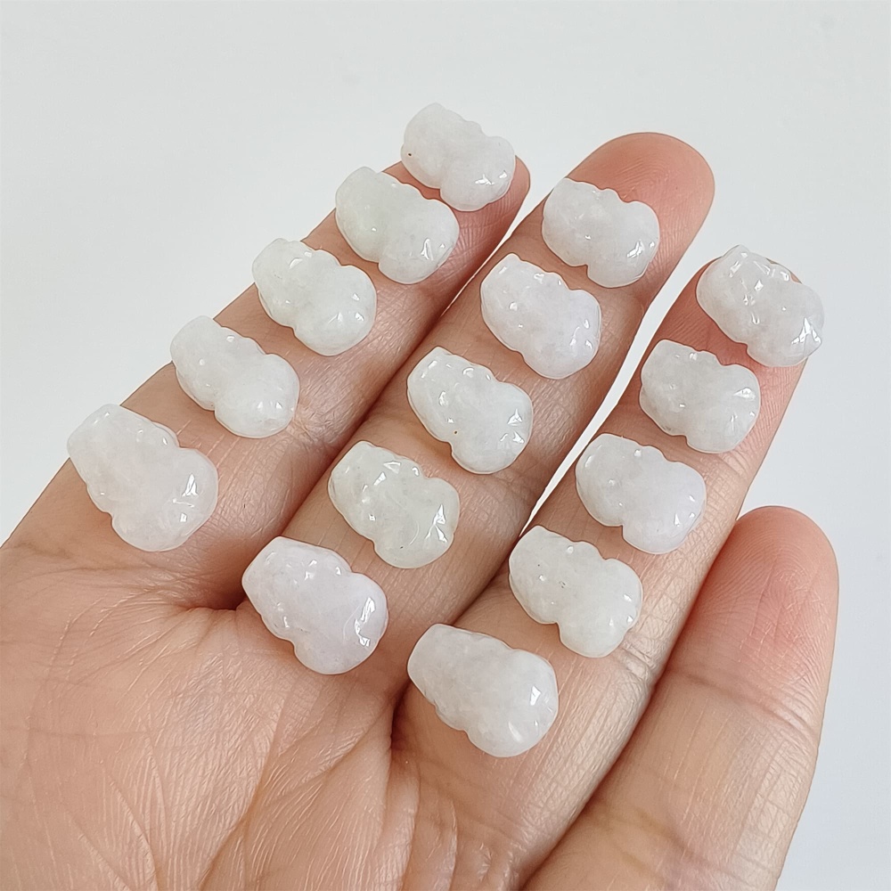 DDP | Natural Certificated Type A 11-12X7-9X5mm Icy White Burmese Jadeite Pixiu Beads,Go through Hole Beads,DIY Jewelry Supplies