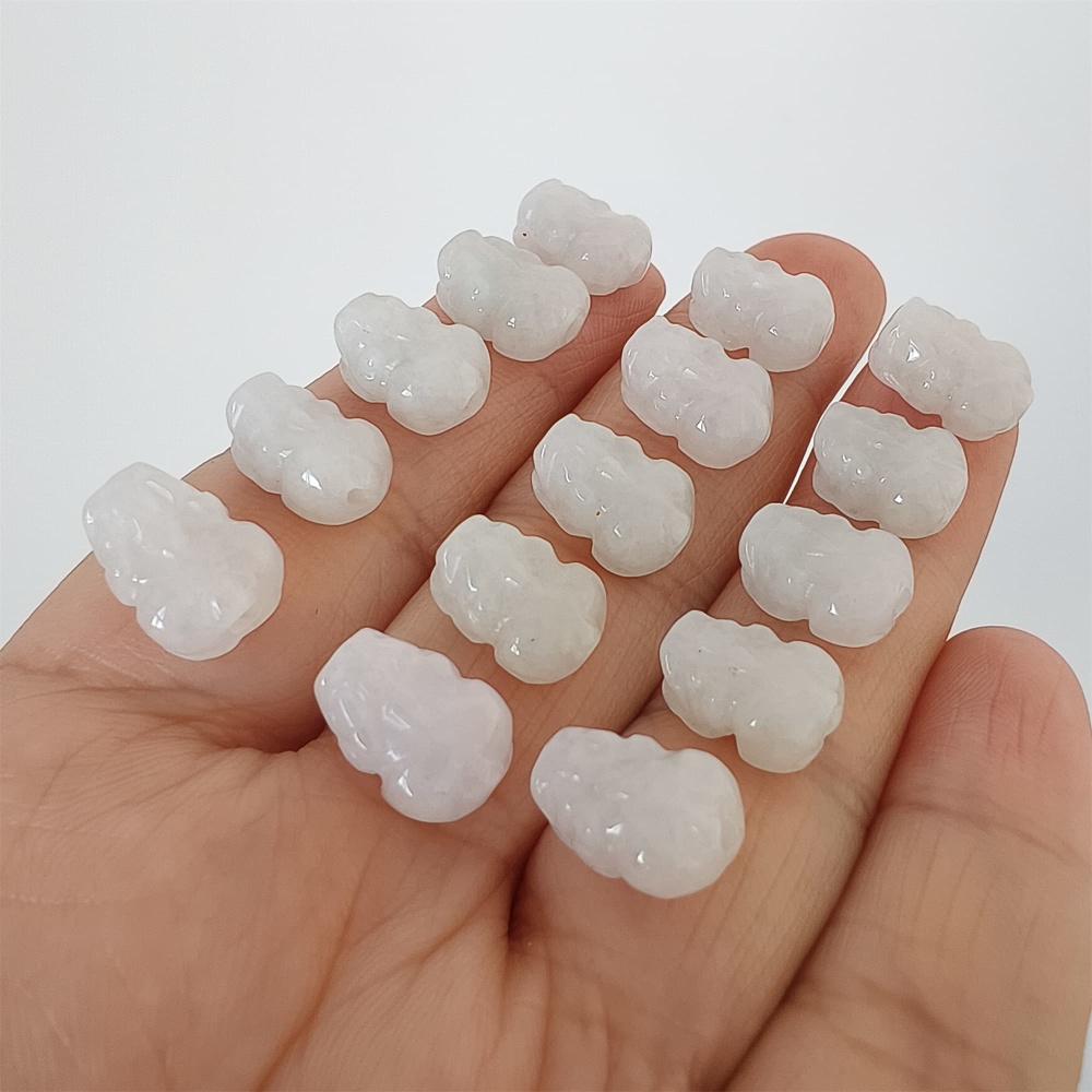 DDP | Natural Certificated Type A 11-12X7-9X5mm Icy White Burmese Jadeite Pixiu Beads,Go through Hole Beads,DIY Jewelry Supplies
