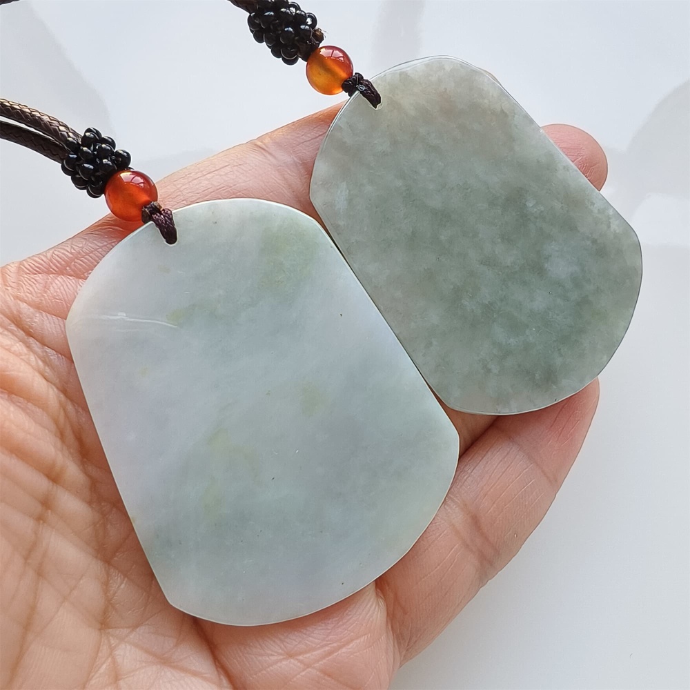DDP | Natural Certificated Type A 50.5-50.8X40X5mm Green White Burmese Jadeite Trapezoid Pendant With Buddha Carved,DIY Jewelry Supplies