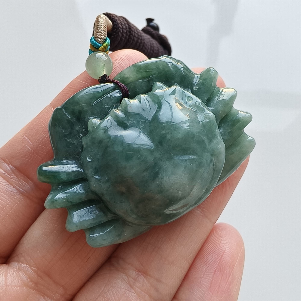 DDP | 32.5X45.3X16.3mm Unique Natural Certificated Type A Blue Guatemalan Jadeite Crab Pendant,Blue Jadeite Pendant,DIY Jewelry Supplies