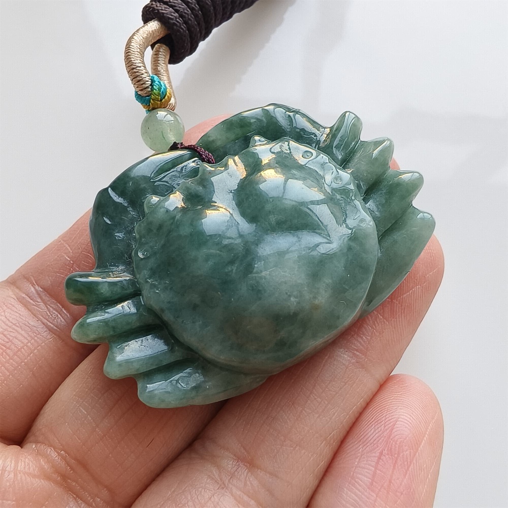DDP | 32.5X45.3X16.3mm Unique Natural Certificated Type A Blue Guatemalan Jadeite Crab Pendant,Blue Jadeite Pendant,DIY Jewelry Supplies