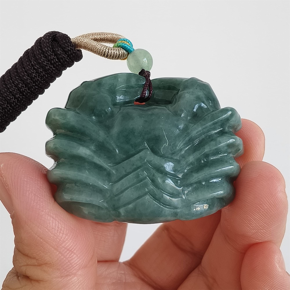 DDP | 32.5X45.3X16.3mm Unique Natural Certificated Type A Blue Guatemalan Jadeite Crab Pendant,Blue Jadeite Pendant,DIY Jewelry Supplies