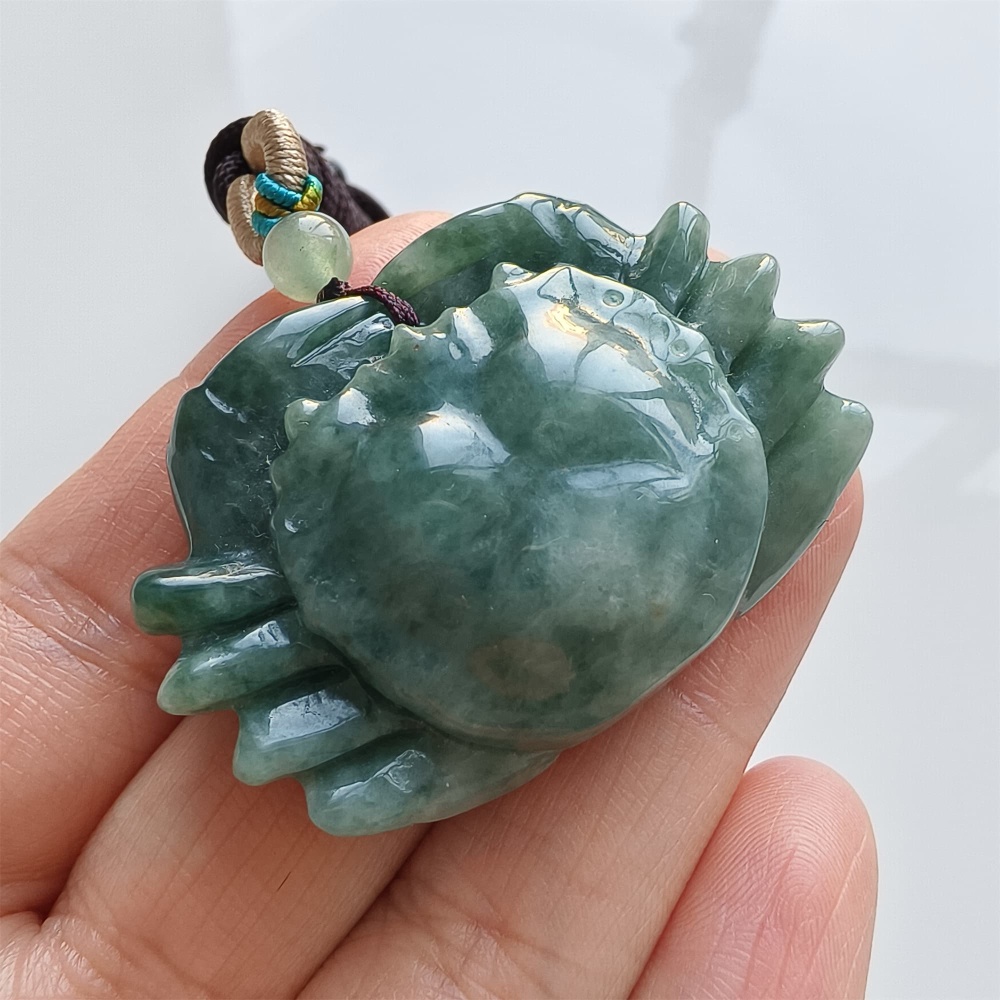 DDP | 32.5X45.3X16.3mm Unique Natural Certificated Type A Blue Guatemalan Jadeite Crab Pendant,Blue Jadeite Pendant,DIY Jewelry Supplies