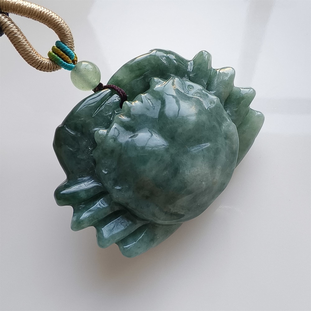 DDP | 32.5X45.3X16.3mm Unique Natural Certificated Type A Blue Guatemalan Jadeite Crab Pendant,Blue Jadeite Pendant,DIY Jewelry Supplies