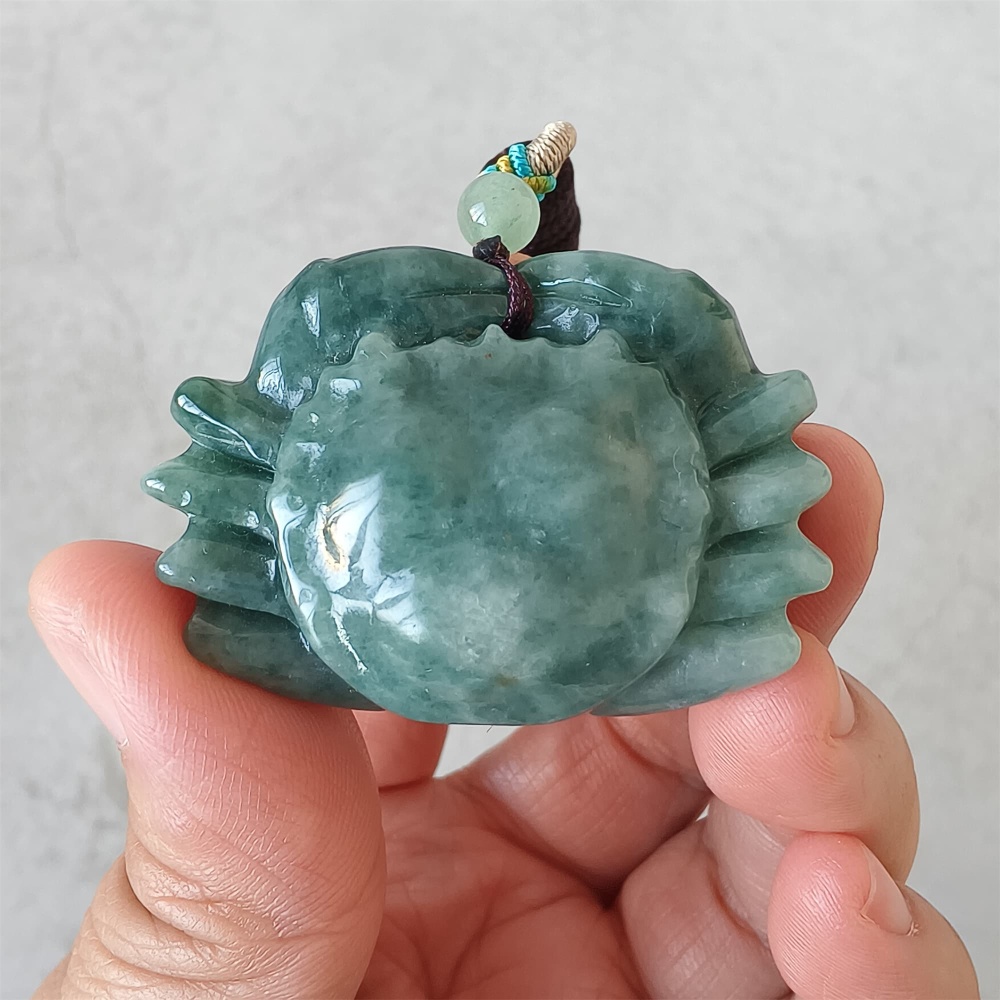 DDP | 32.5X45.3X16.3mm Unique Natural Certificated Type A Blue Guatemalan Jadeite Crab Pendant,Blue Jadeite Pendant,DIY Jewelry Supplies