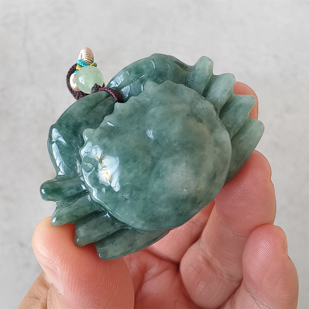 DDP | 32.5X45.3X16.3mm Unique Natural Certificated Type A Blue Guatemalan Jadeite Crab Pendant,Blue Jadeite Pendant,DIY Jewelry Supplies