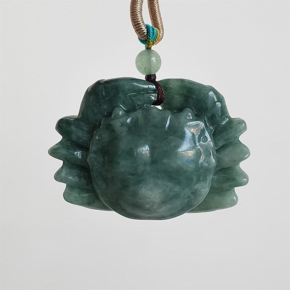 DDP | 32.5X45.3X16.3mm Unique Natural Certificated Type A Blue Guatemalan Jadeite Crab Pendant,Blue Jadeite Pendant,DIY Jewelry Supplies