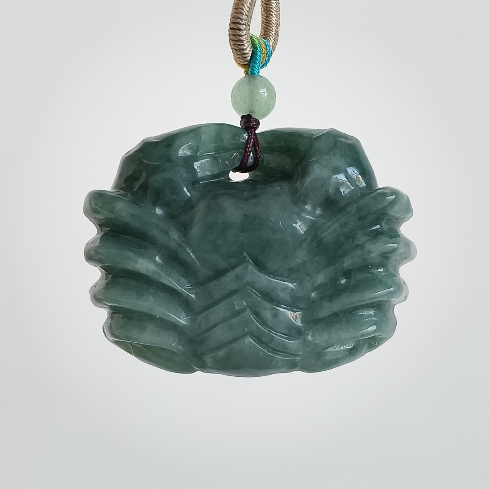 DDP | 32.5X45.3X16.3mm Unique Natural Certificated Type A Blue Guatemalan Jadeite Crab Pendant,Blue Jadeite Pendant,DIY Jewelry Supplies