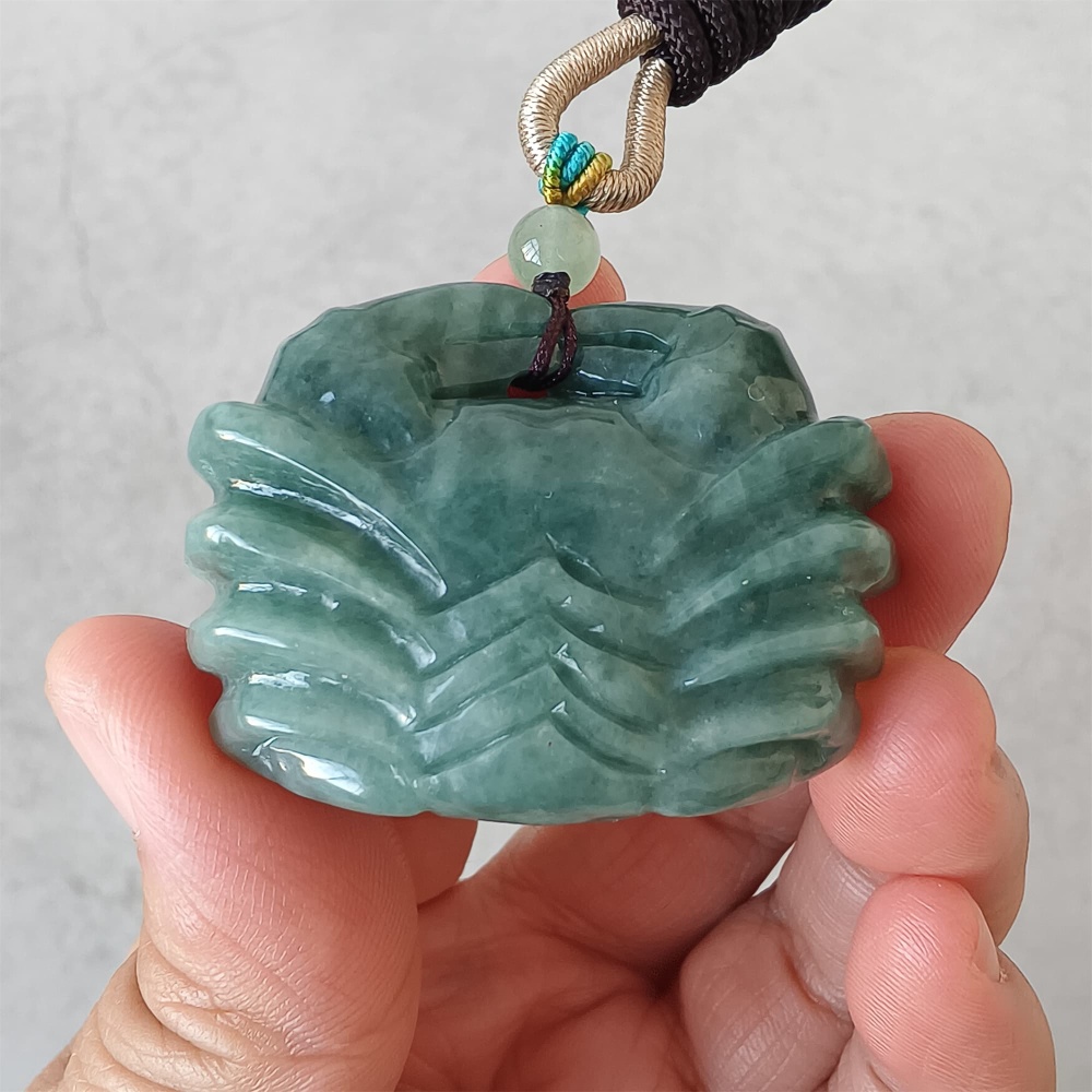 DDP | 32.5X45.3X16.3mm Unique Natural Certificated Type A Blue Guatemalan Jadeite Crab Pendant,Blue Jadeite Pendant,DIY Jewelry Supplies