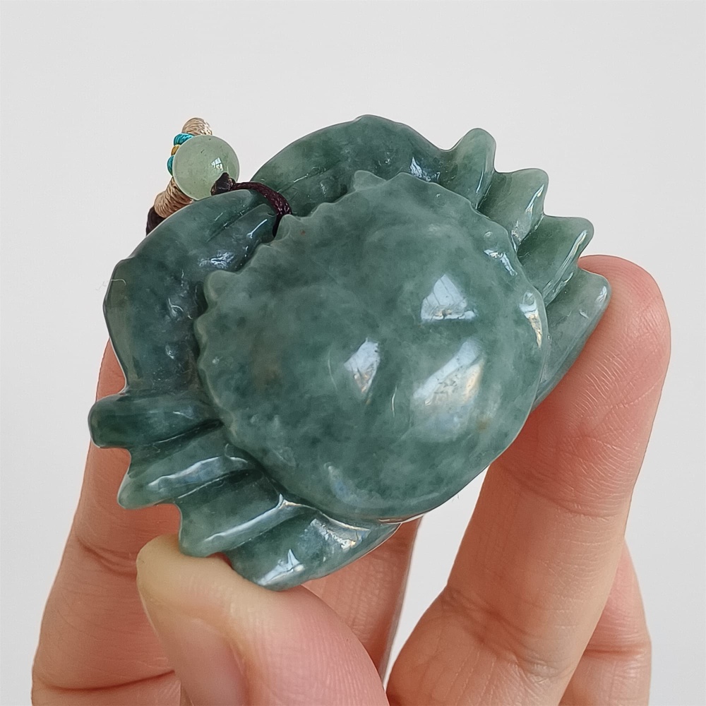 DDP | 32.5X45.3X16.3mm Unique Natural Certificated Type A Blue Guatemalan Jadeite Crab Pendant,Blue Jadeite Pendant,DIY Jewelry Supplies