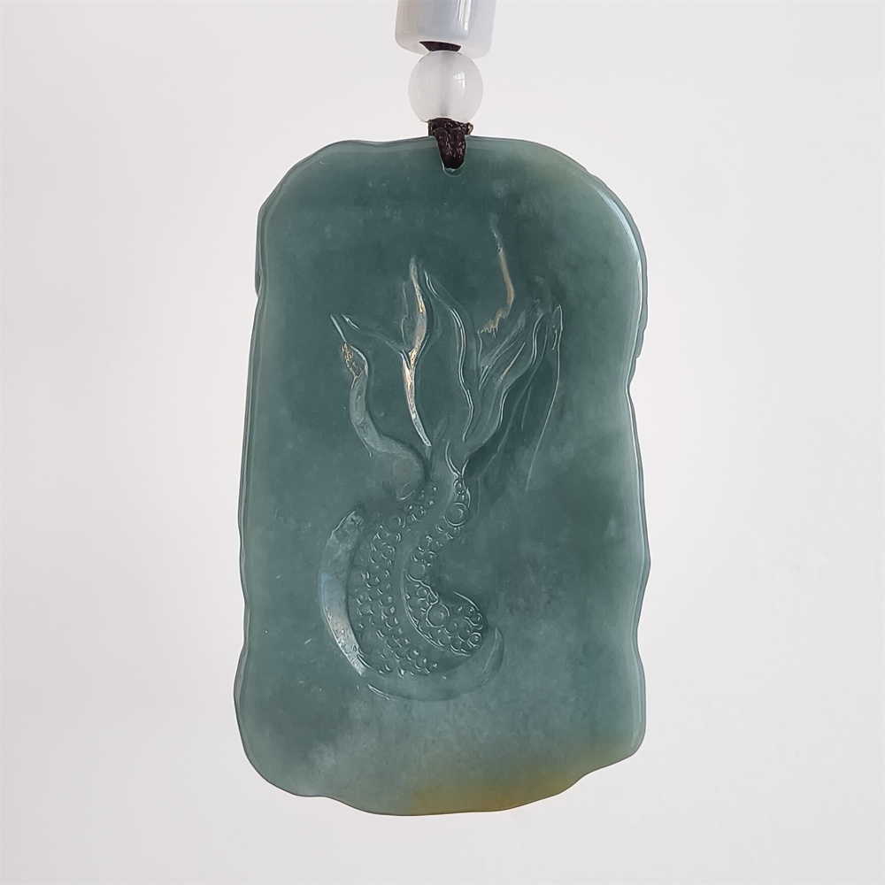 DDP | 57X35X10.3mm Unique Certificated Natural Hand Carved Yellow Color Heated Guatemalan Jadeite Rectangle Pendant With Dragon Carved,DIY Jewelry Supplies