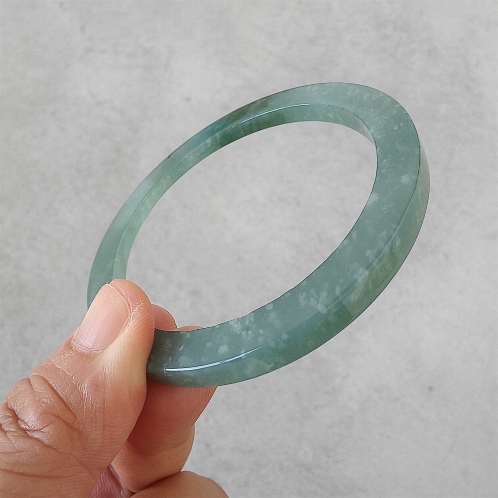 DDP | 57mm Natural Type A Certificated Guatemalan Jadeite Square Band Bangle,Blue Jadeite Bangles,DIY Jewelry Supplies