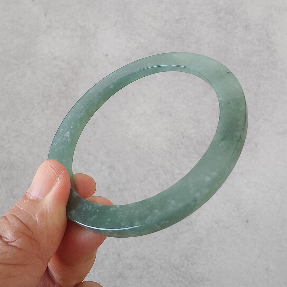 DDP | 57mm Natural Type A Certificated Guatemalan Jadeite Square Band Bangle,Blue Jadeite Bangles,DIY Jewelry Supplies