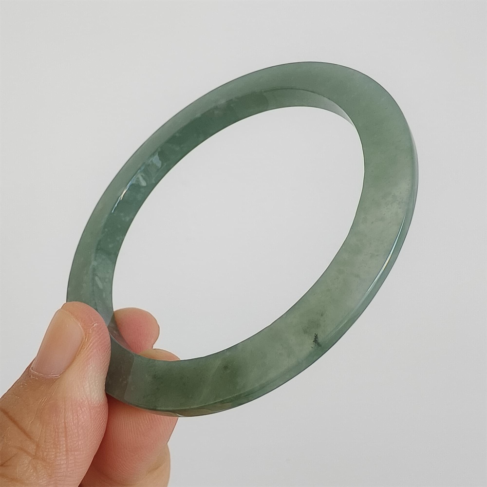 DDP | 57mm Natural Type A Certificated Guatemalan Jadeite Square Band Bangle,Blue Jadeite Bangles,DIY Jewelry Supplies