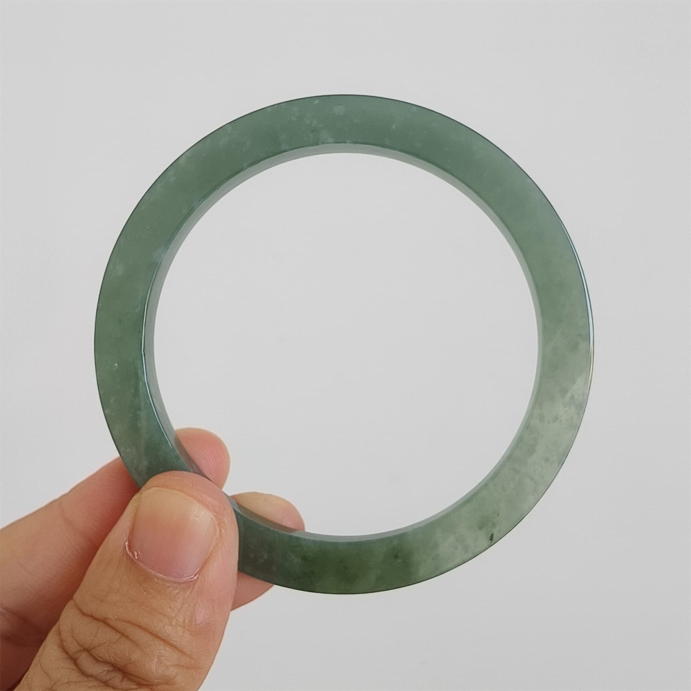 DDP | 57mm Natural Type A Certificated Guatemalan Jadeite Square Band Bangle,Blue Jadeite Bangles,DIY Jewelry Supplies