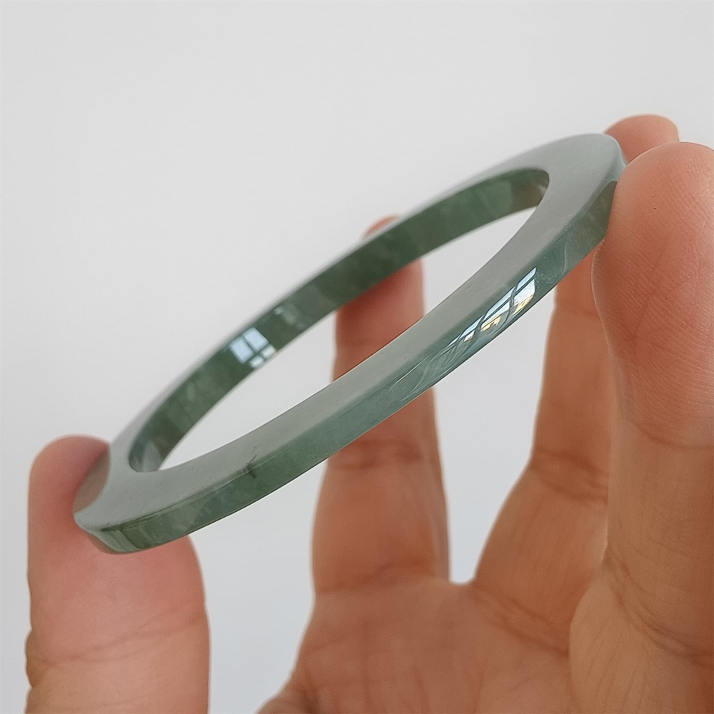 DDP | 57mm Natural Type A Certificated Guatemalan Jadeite Square Band Bangle,Blue Jadeite Bangles,DIY Jewelry Supplies