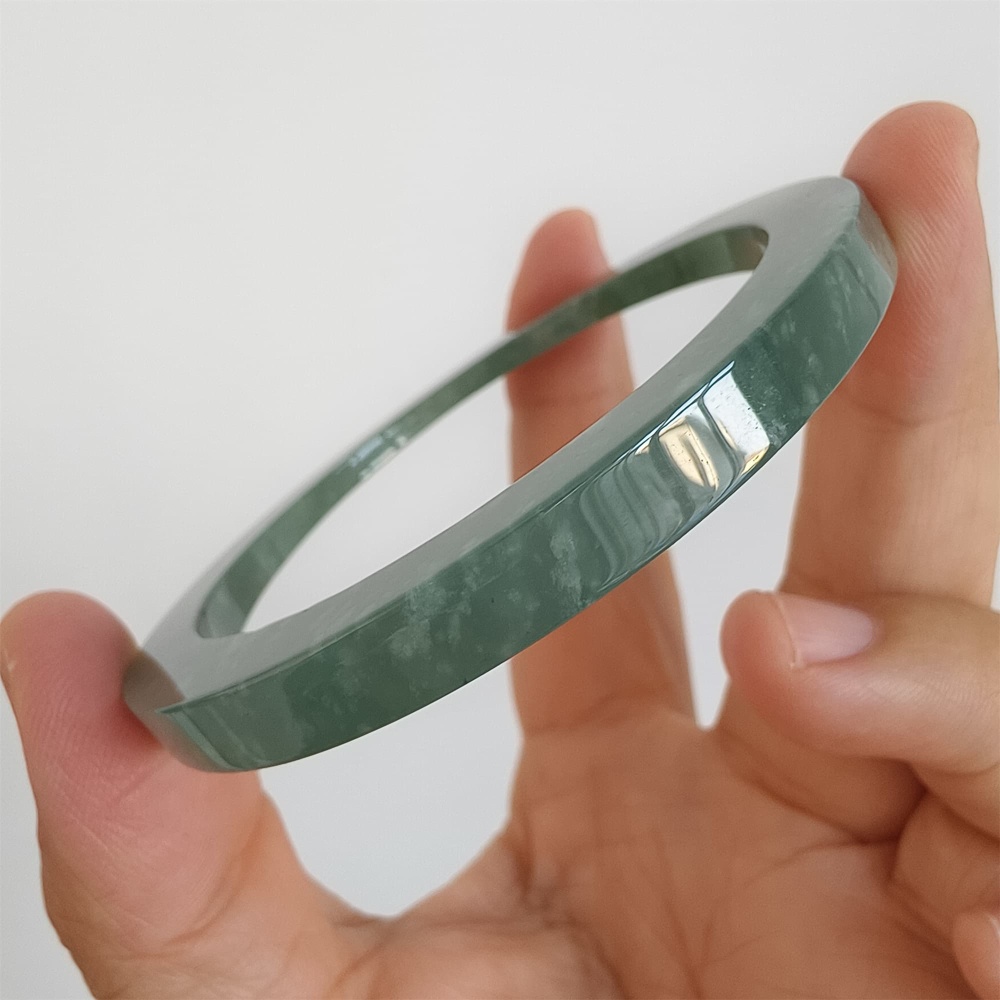 DDP | 57mm Natural Type A Certificated Guatemalan Jadeite Square Band Bangle,Blue Jadeite Bangles,DIY Jewelry Supplies