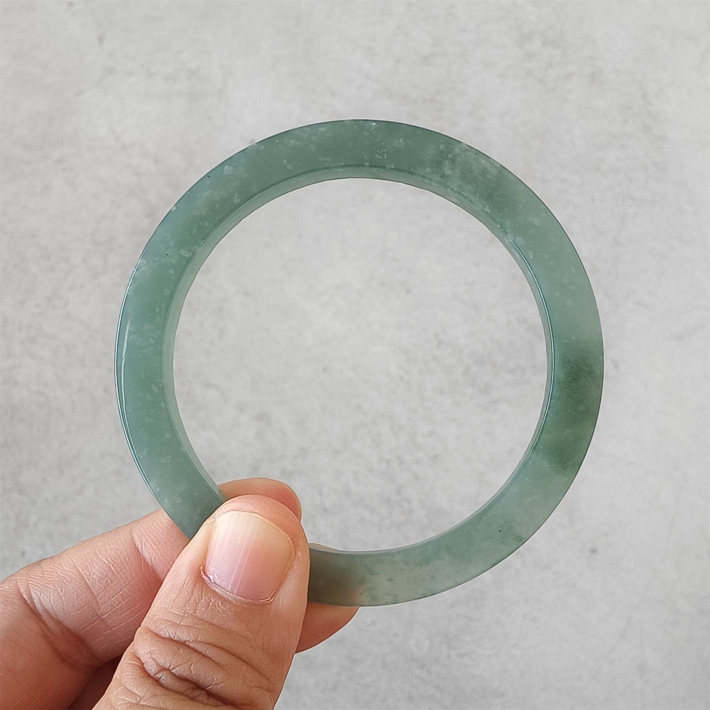 DDP | 57mm Natural Type A Certificated Guatemalan Jadeite Square Band Bangle,Blue Jadeite Bangles,DIY Jewelry Supplies