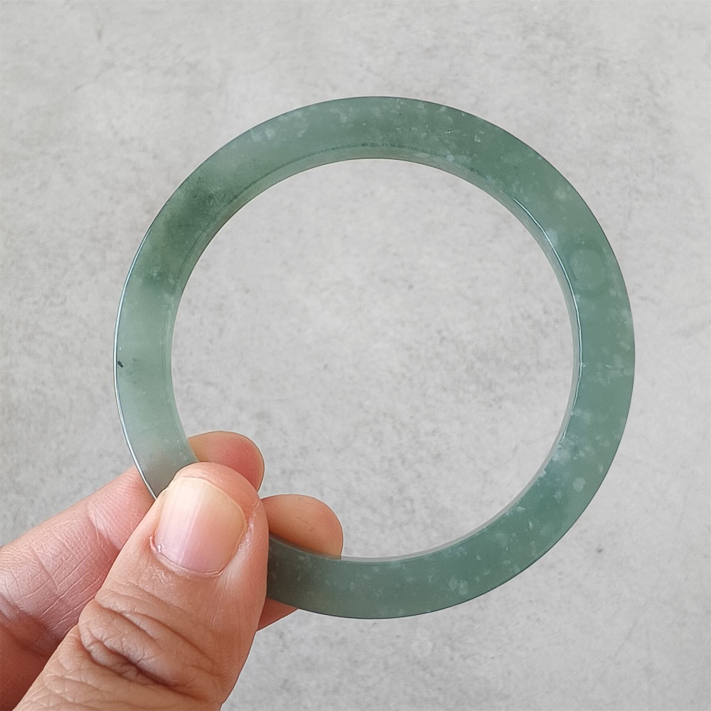 DDP | 57mm Natural Type A Certificated Guatemalan Jadeite Square Band Bangle,Blue Jadeite Bangles,DIY Jewelry Supplies