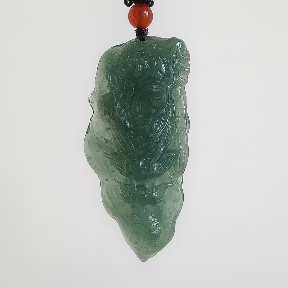 DDP | 60.8X28.6X8.7mm Natural Certificated Type A Untreated Icy Waxy Blue Watery Guatemalan Jadeite Dragon Pendant,DIY Jewelry Supplies