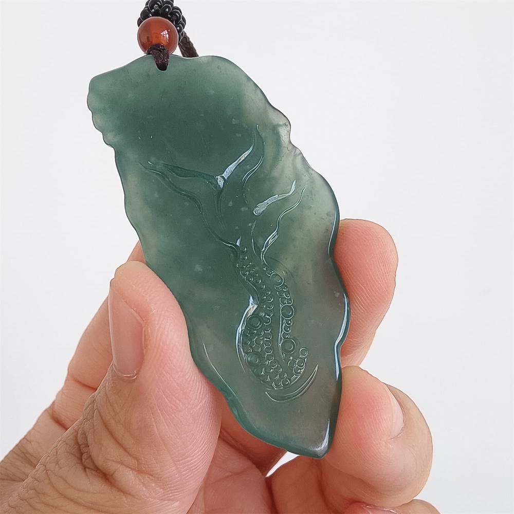 DDP | 60.8X28.6X8.7mm Natural Certificated Type A Untreated Icy Waxy Blue Watery Guatemalan Jadeite Dragon Pendant,DIY Jewelry Supplies