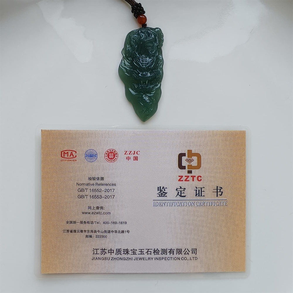 DDP | 60.8X28.6X8.7mm Natural Certificated Type A Untreated Icy Waxy Blue Watery Guatemalan Jadeite Dragon Pendant,DIY Jewelry Supplies