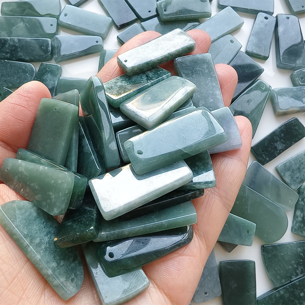 DDP | 5pcs 27.6-33.8X11.8-19.3X2.8-3.6mm Natural Certificated Type A Icy Waxy Blue Watery Guatemalan Jadeite Rectangle And Trapezoid 平安无事 Plaque,DIY Jewelry Supplies
