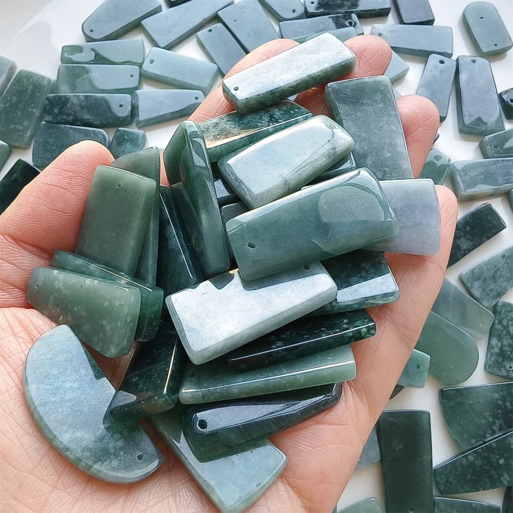 DDP | 5pcs 27.6-33.8X11.8-19.3X2.8-3.6mm Natural Certificated Type A Icy Waxy Blue Watery Guatemalan Jadeite Rectangle And Trapezoid 平安无事 Plaque,DIY Jewelry Supplies