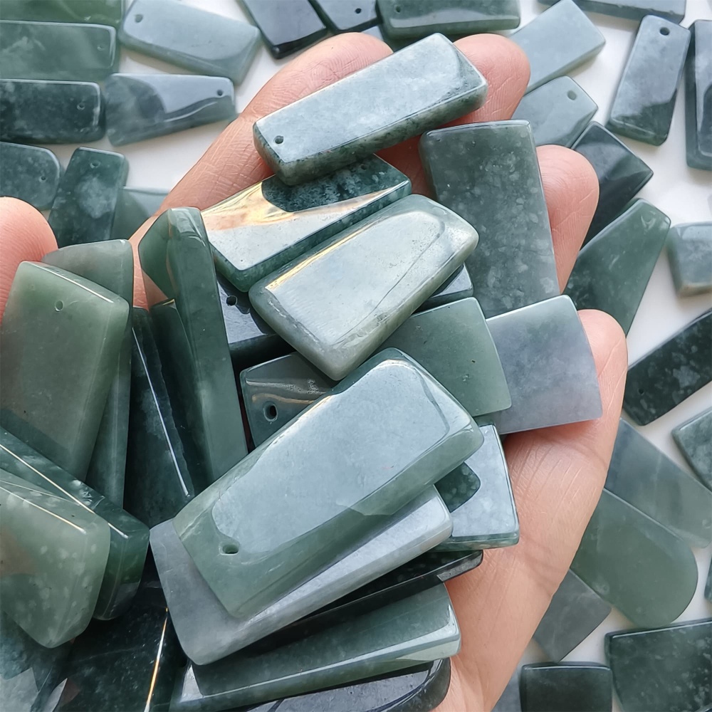 DDP | 5pcs 27.6-33.8X11.8-19.3X2.8-3.6mm Natural Certificated Type A Icy Waxy Blue Watery Guatemalan Jadeite Rectangle And Trapezoid 平安无事 Plaque,DIY Jewelry Supplies
