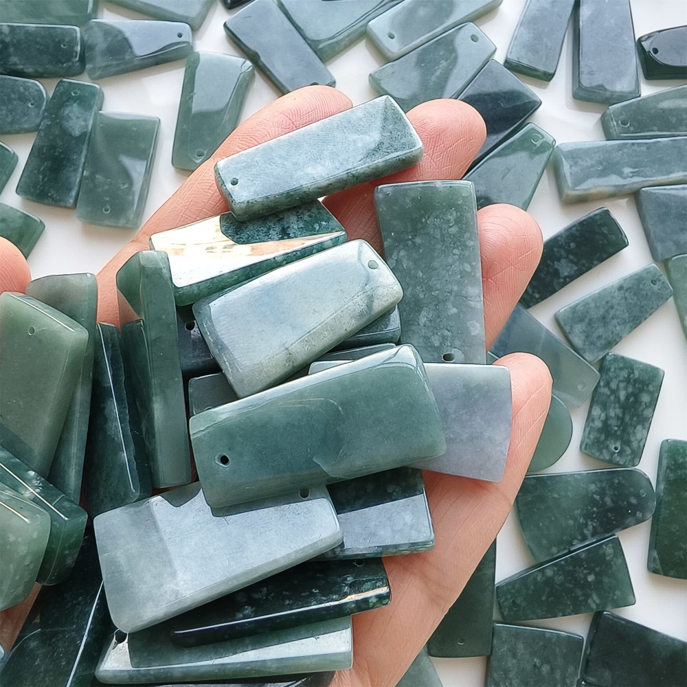 DDP | 5pcs 27.6-33.8X11.8-19.3X2.8-3.6mm Natural Certificated Type A Icy Waxy Blue Watery Guatemalan Jadeite Rectangle And Trapezoid 平安无事 Plaque,DIY Jewelry Supplies