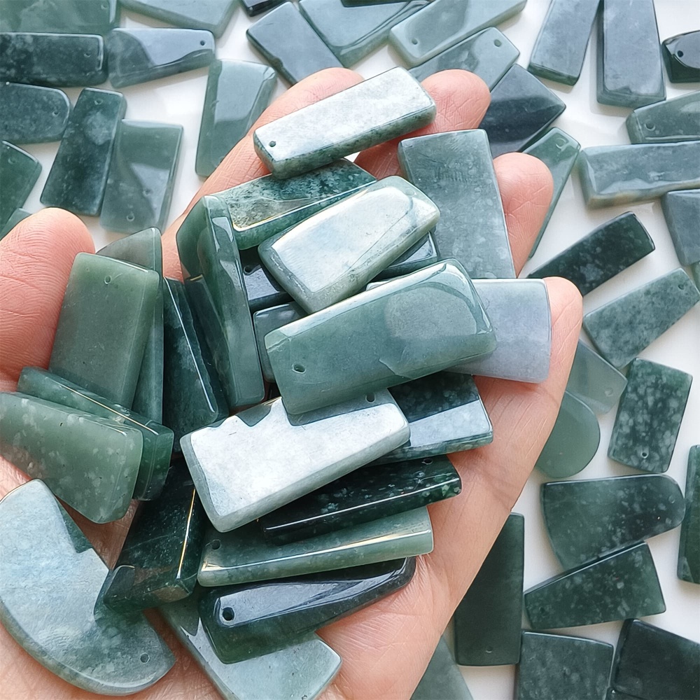 DDP | 5pcs 27.6-33.8X11.8-19.3X2.8-3.6mm Natural Certificated Type A Icy Waxy Blue Watery Guatemalan Jadeite Rectangle And Trapezoid 平安无事 Plaque,DIY Jewelry Supplies