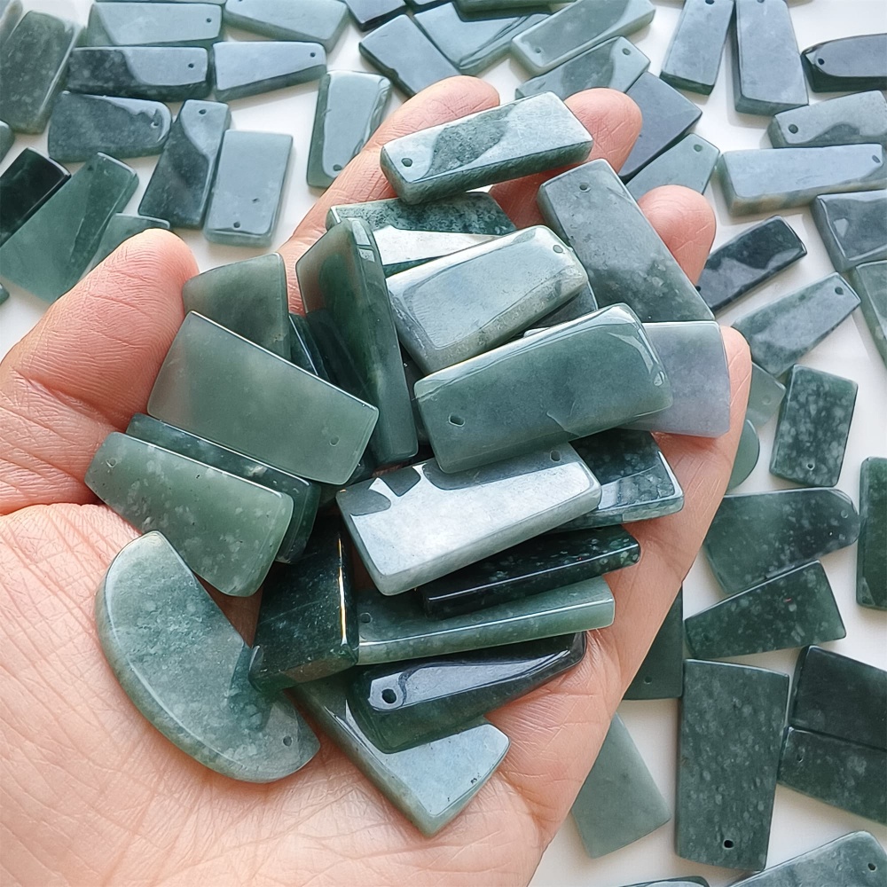DDP | 5pcs 27.6-33.8X11.8-19.3X2.8-3.6mm Natural Certificated Type A Icy Waxy Blue Watery Guatemalan Jadeite Rectangle And Trapezoid 平安无事 Plaque,DIY Jewelry Supplies