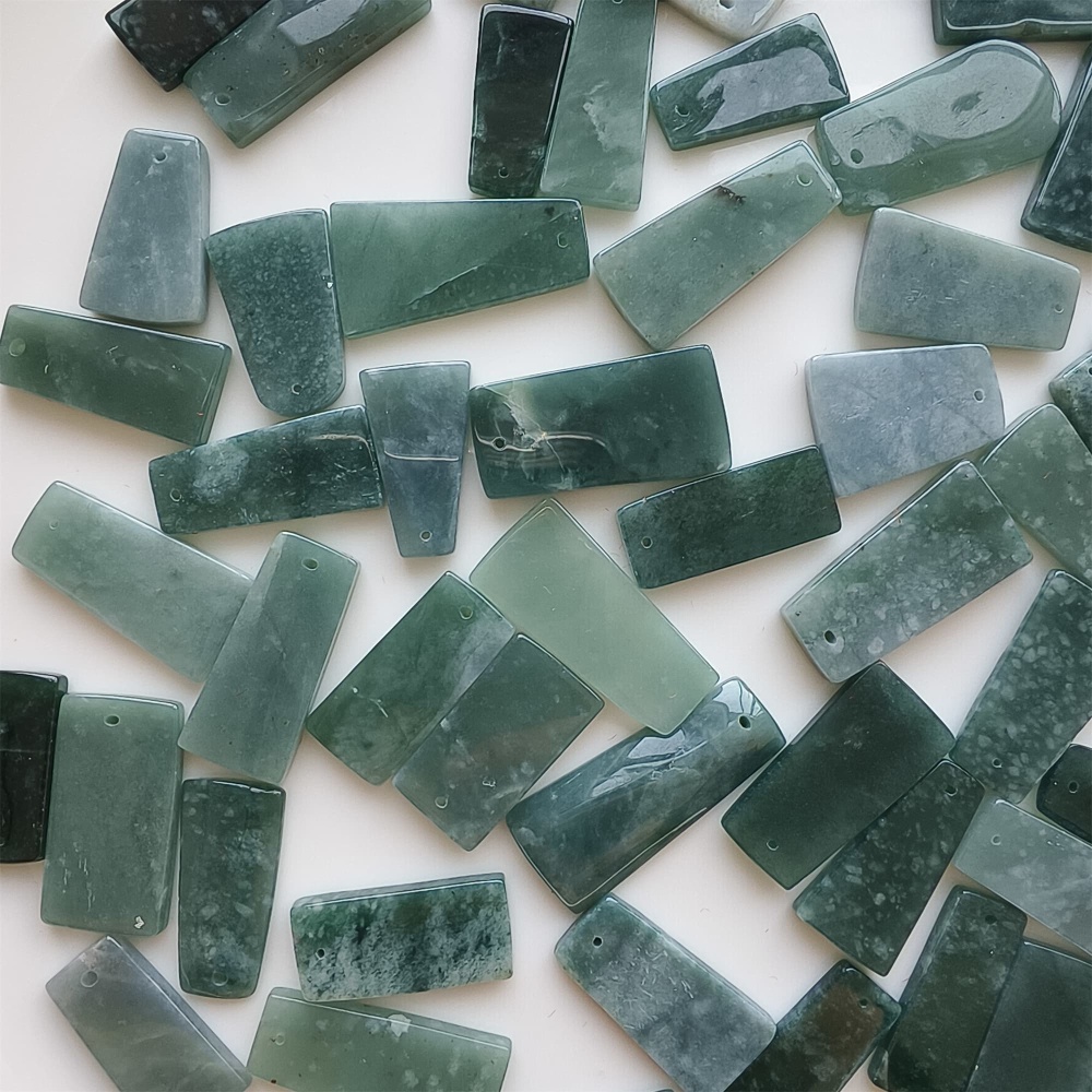 DDP | 5pcs 27.6-33.8X11.8-19.3X2.8-3.6mm Natural Certificated Type A Icy Waxy Blue Watery Guatemalan Jadeite Rectangle And Trapezoid 平安无事 Plaque,DIY Jewelry Supplies