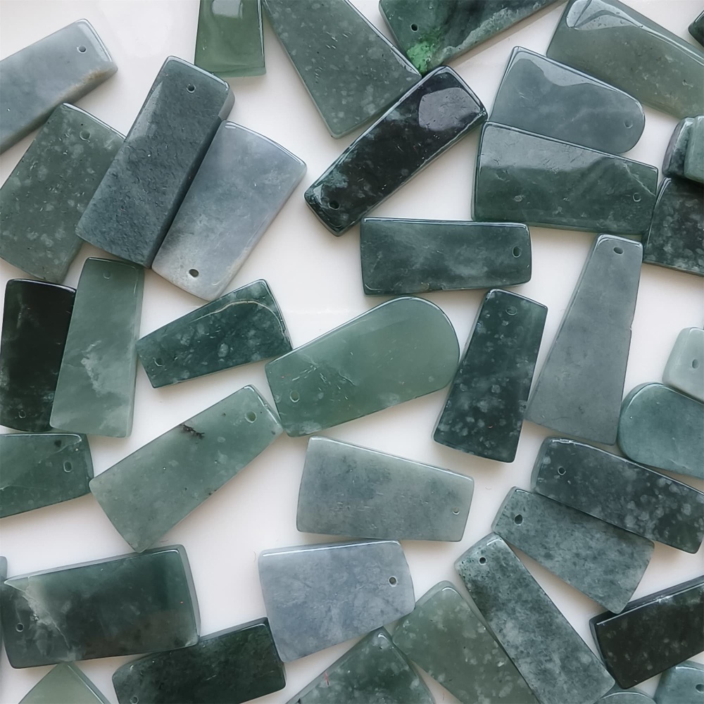 DDP | 5pcs 27.6-33.8X11.8-19.3X2.8-3.6mm Natural Certificated Type A Icy Waxy Blue Watery Guatemalan Jadeite Rectangle And Trapezoid 平安无事 Plaque,DIY Jewelry Supplies