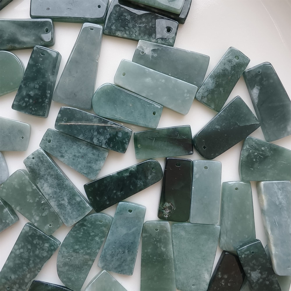 DDP | 5pcs 27.6-33.8X11.8-19.3X2.8-3.6mm Natural Certificated Type A Icy Waxy Blue Watery Guatemalan Jadeite Rectangle And Trapezoid 平安无事 Plaque,DIY Jewelry Supplies