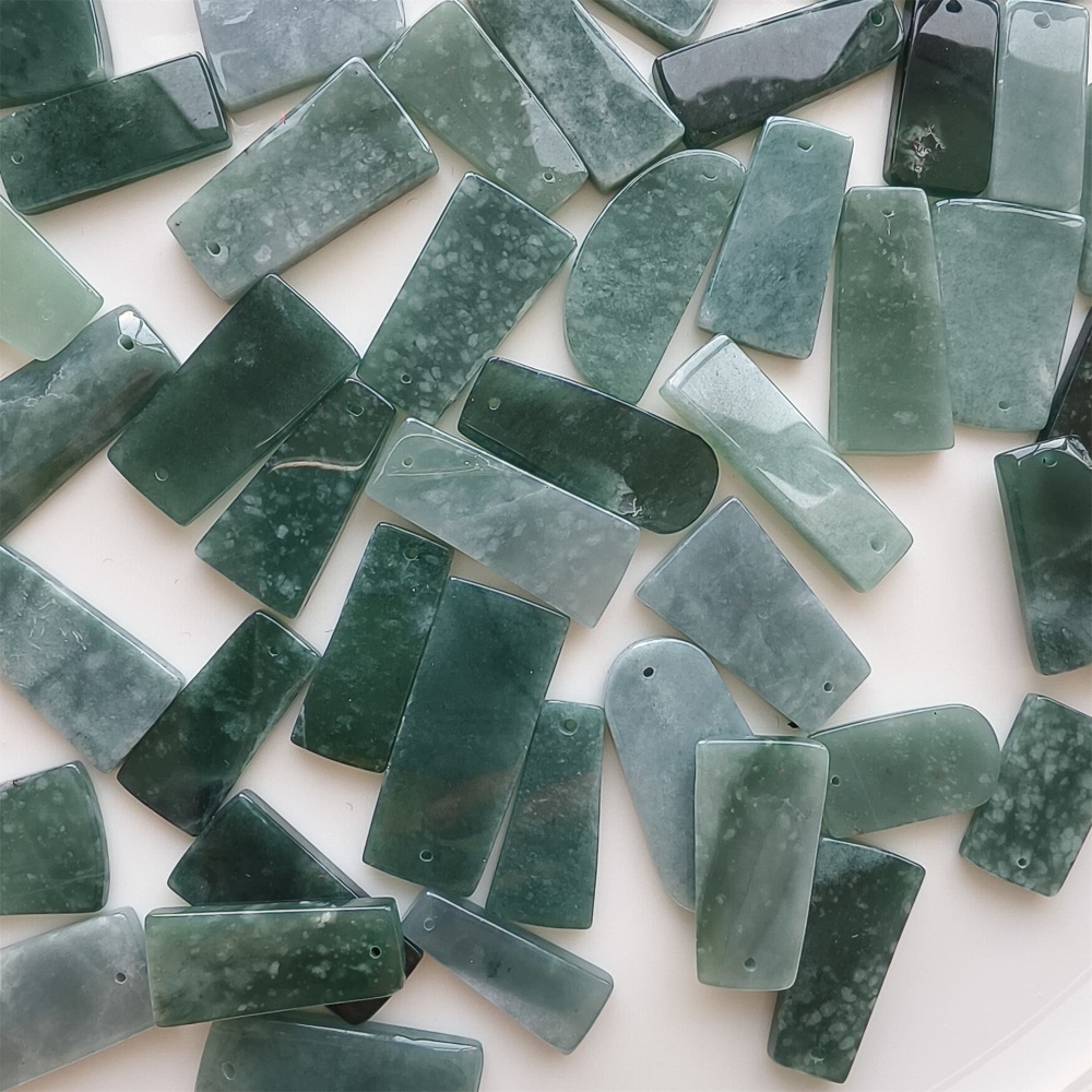 DDP | 5pcs 27.6-33.8X11.8-19.3X2.8-3.6mm Natural Certificated Type A Icy Waxy Blue Watery Guatemalan Jadeite Rectangle And Trapezoid 平安无事 Plaque,DIY Jewelry Supplies