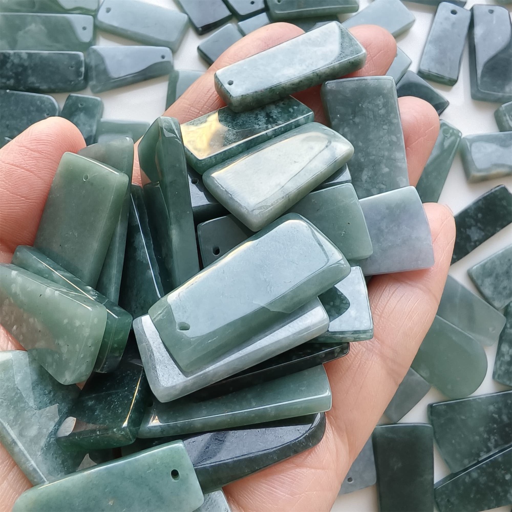 DDP | 5pcs 27.6-33.8X11.8-19.3X2.8-3.6mm Natural Certificated Type A Icy Waxy Blue Watery Guatemalan Jadeite Rectangle And Trapezoid 平安无事 Plaque,DIY Jewelry Supplies