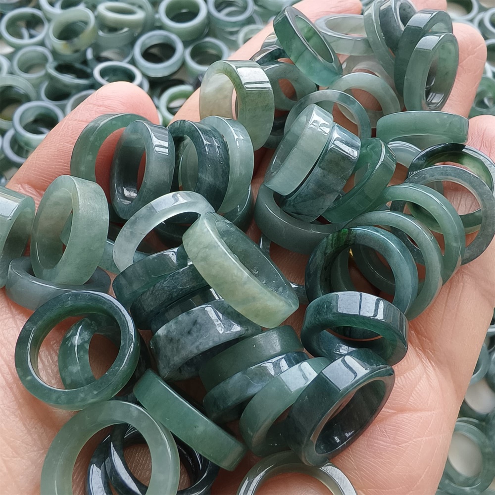 DDP | 10pcs 13.5-18.8mm Natural Certificated Type A Blue Guatemalan Jadeite Donut And Rings Pendant,Blue Jade Pendants,DIY Jewelry Supplies