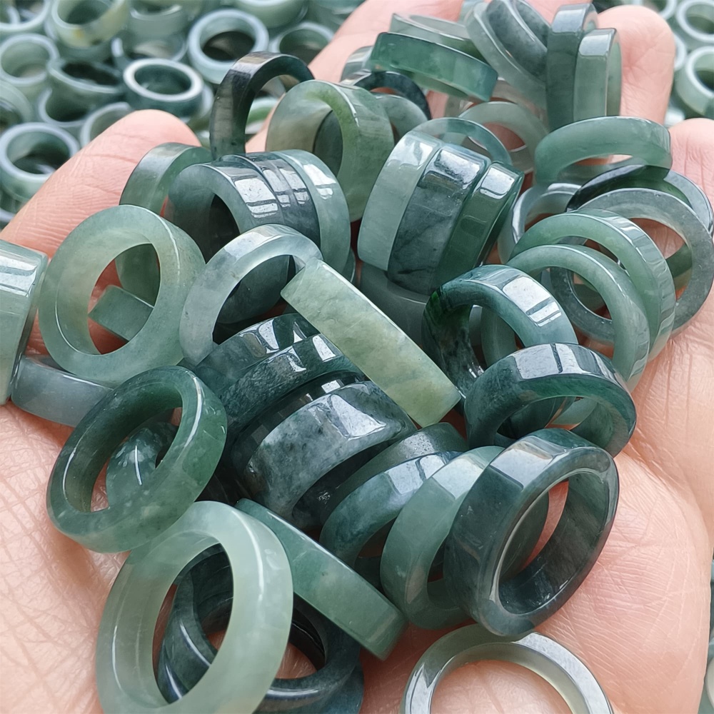 DDP | 10pcs 13.5-18.8mm Natural Certificated Type A Blue Guatemalan Jadeite Donut And Rings Pendant,Blue Jade Pendants,DIY Jewelry Supplies