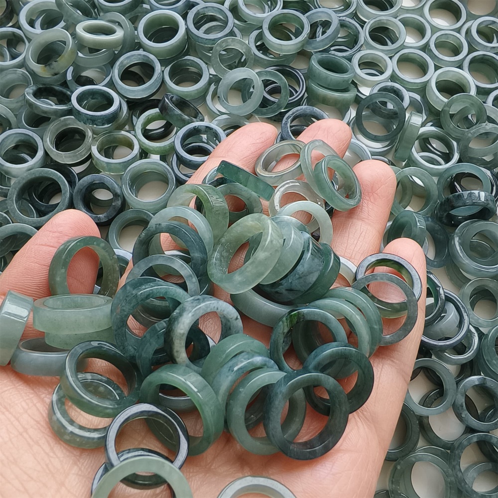 DDP | 10pcs 13.5-18.8mm Natural Certificated Type A Blue Guatemalan Jadeite Donut And Rings Pendant,Blue Jade Pendants,DIY Jewelry Supplies