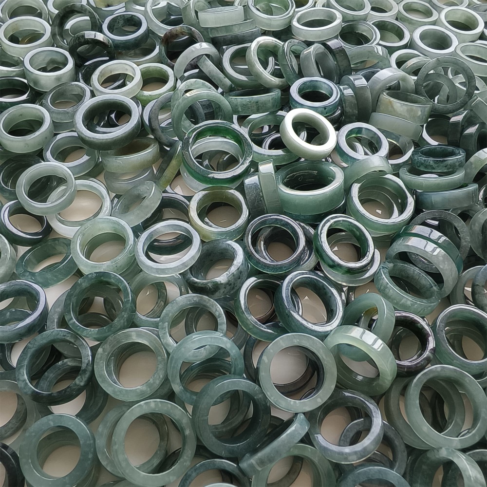 DDP | 10pcs 13.5-18.8mm Natural Certificated Type A Blue Guatemalan Jadeite Donut And Rings Pendant,Blue Jade Pendants,DIY Jewelry Supplies